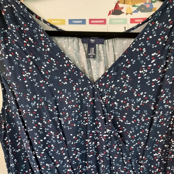 Gap Blue Floral Sleeveless V-Neck Dress in Size XXL - Picture 3 of 8